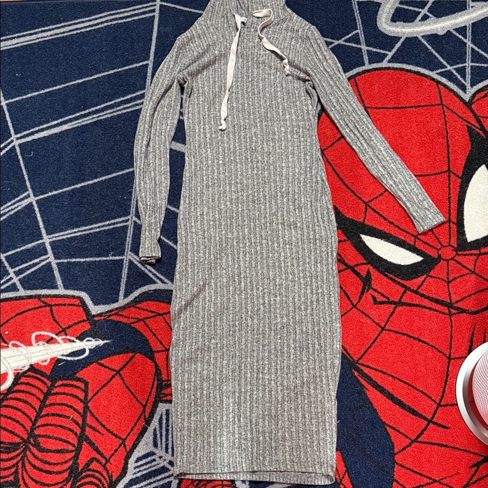 Fashion Nova Gray Ribbed Knit Dress